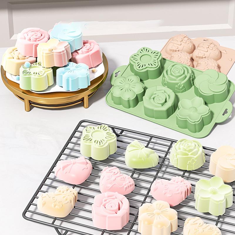 Bath Bomb Mold - Cetakan Silikon Bunga SU, 6 Rongga
